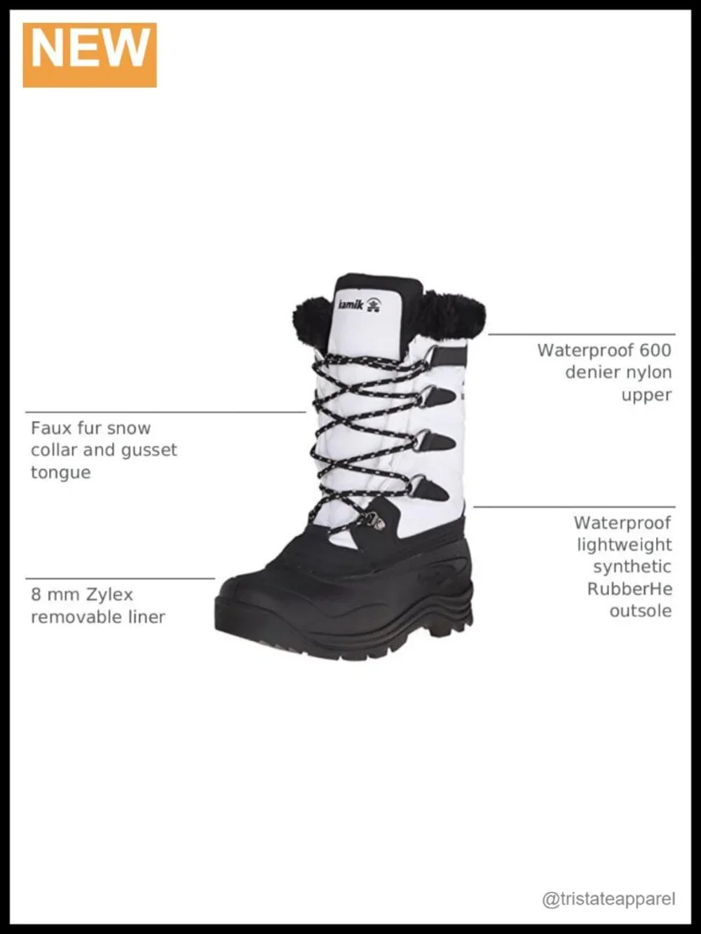 Insulated Mid-Calf Winter Snow Boots Waterproof Vegan-friendly